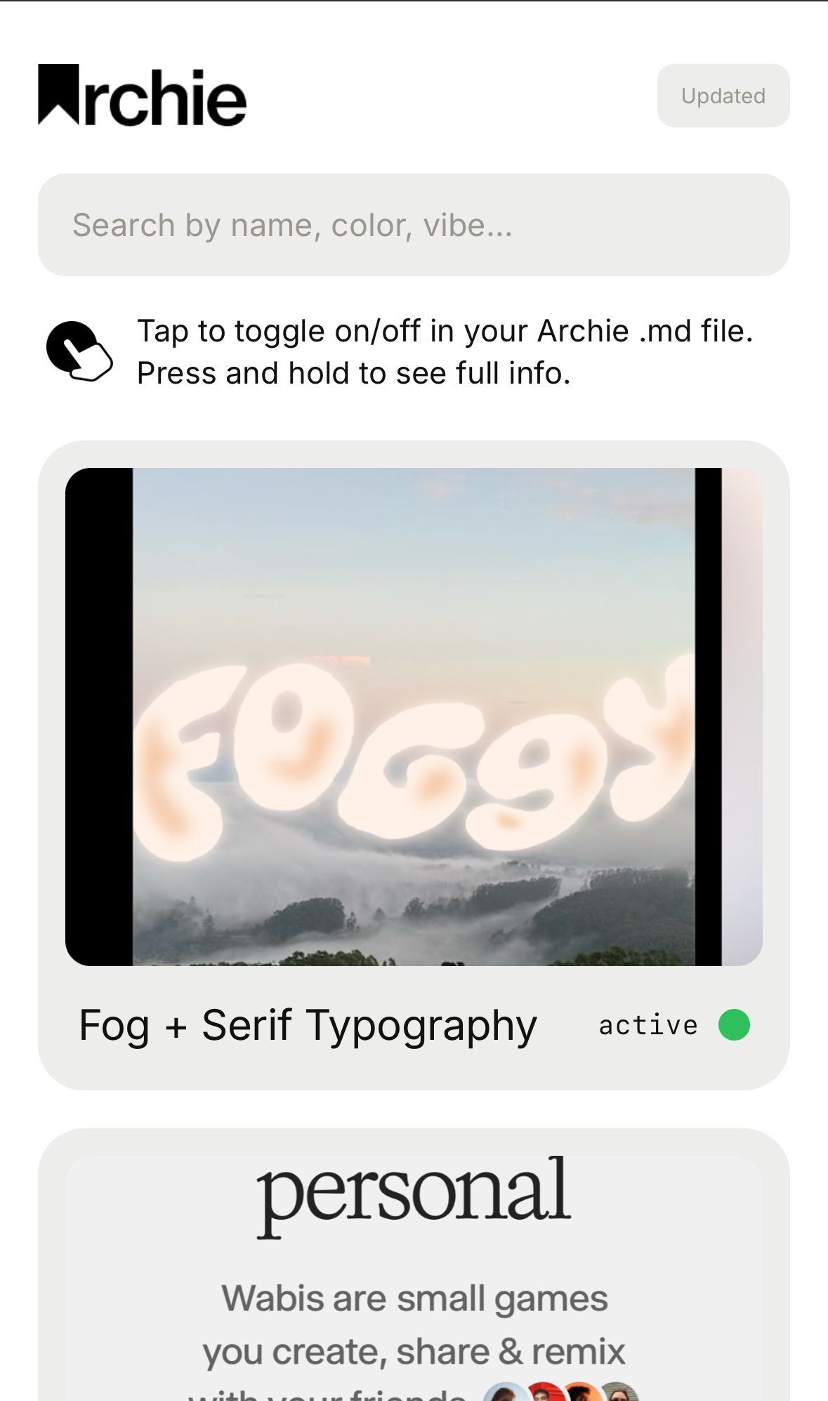 The Archie gallery showing saved design inspiration cards